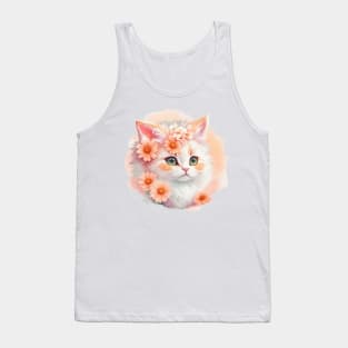 Enchanting Feline Fantasy: Ragamuffin and Floral Delight Tank Top